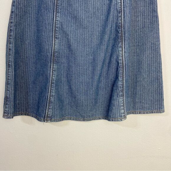 Vtg 90s Y2K  Womens Denim Midi Skirt Size 4 Buttoned Down Striped Hippie Western - Picture 10 of 14